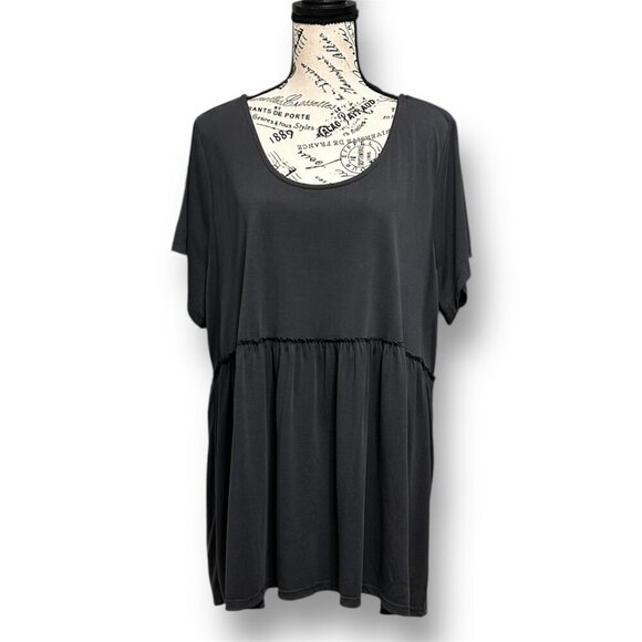 Torrid Gray Babydoll Peplum Top Empire Waist Flowy Casual Whimsigoth Romantic 3X - Picture 2 of 10